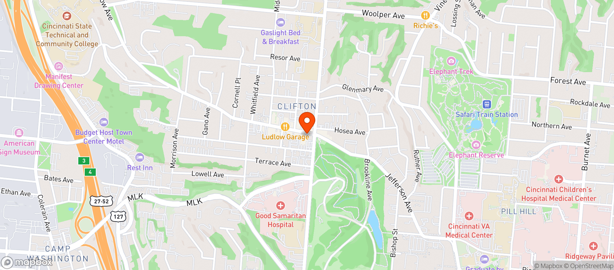 Map showing Arlins Bar