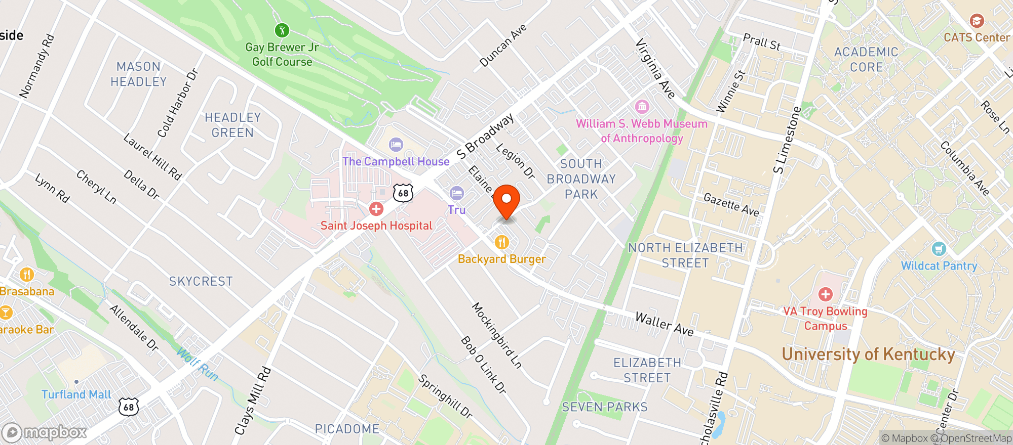 Map showing Campus Pub