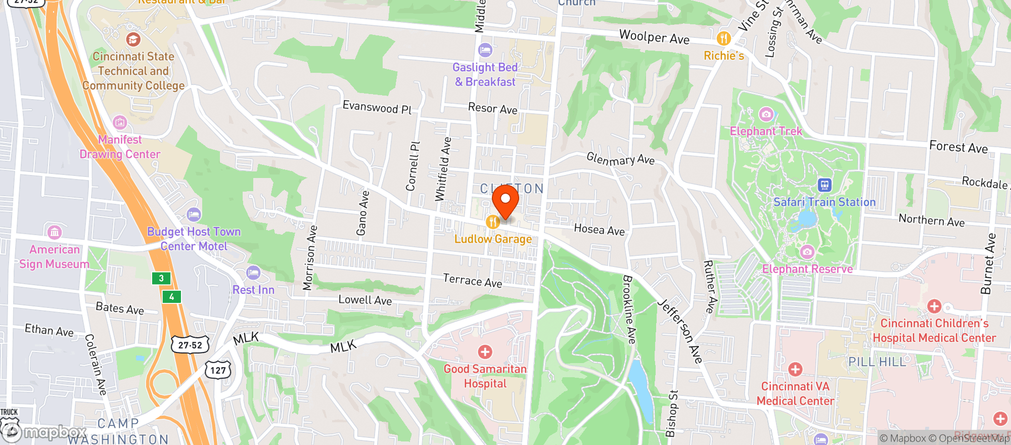 Map showing Clifton Natural Foods