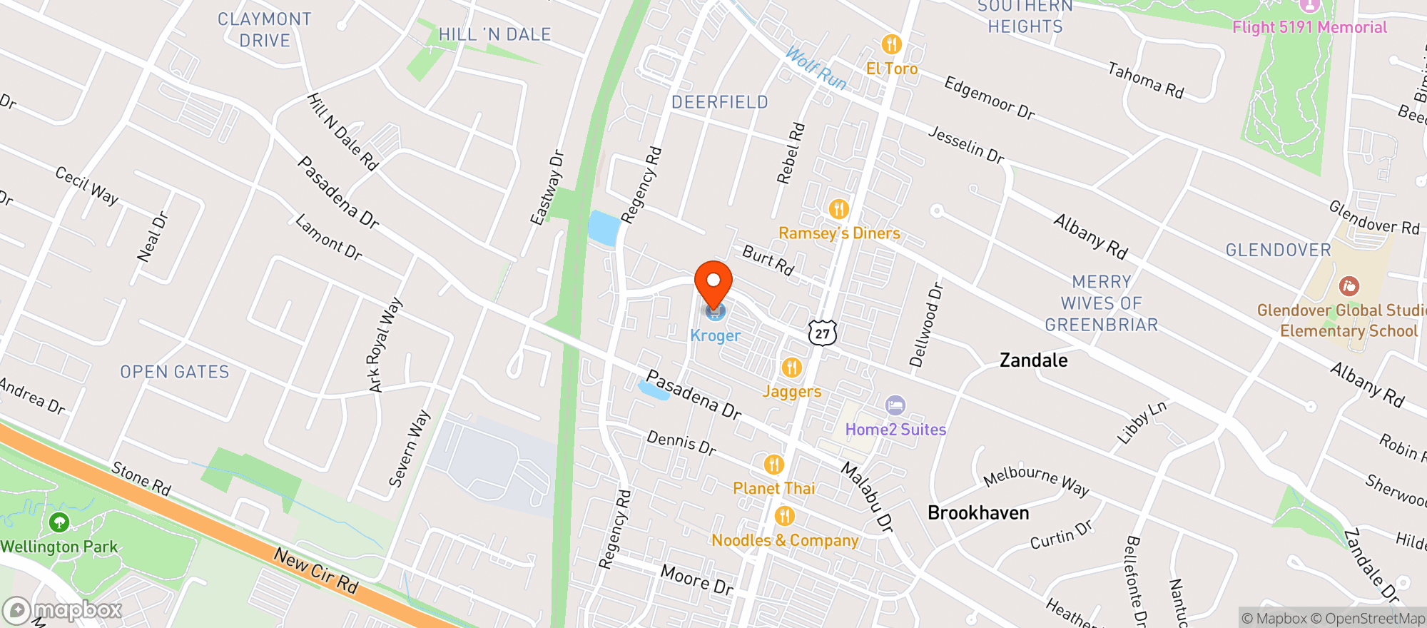 Map showing Kroger