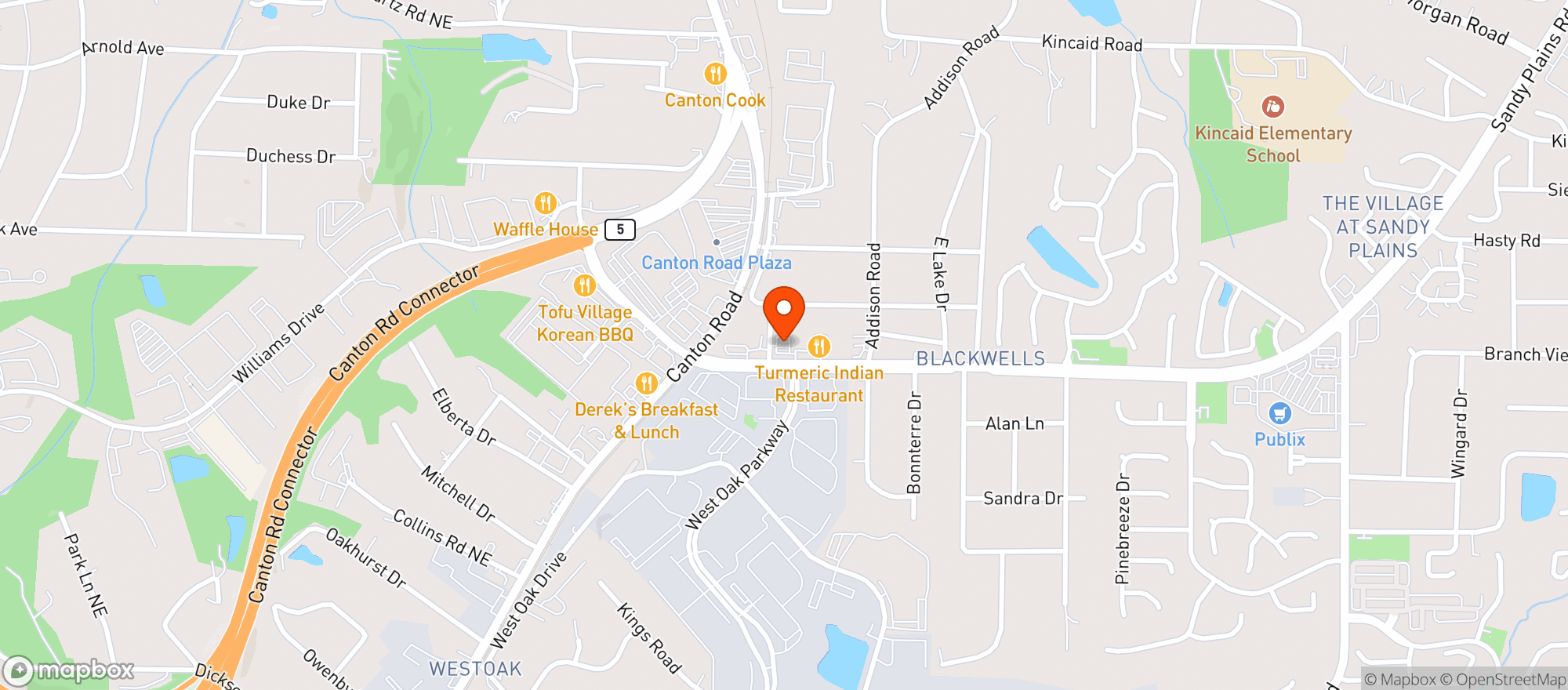 Map showing Chevron Food Mart - Sandy