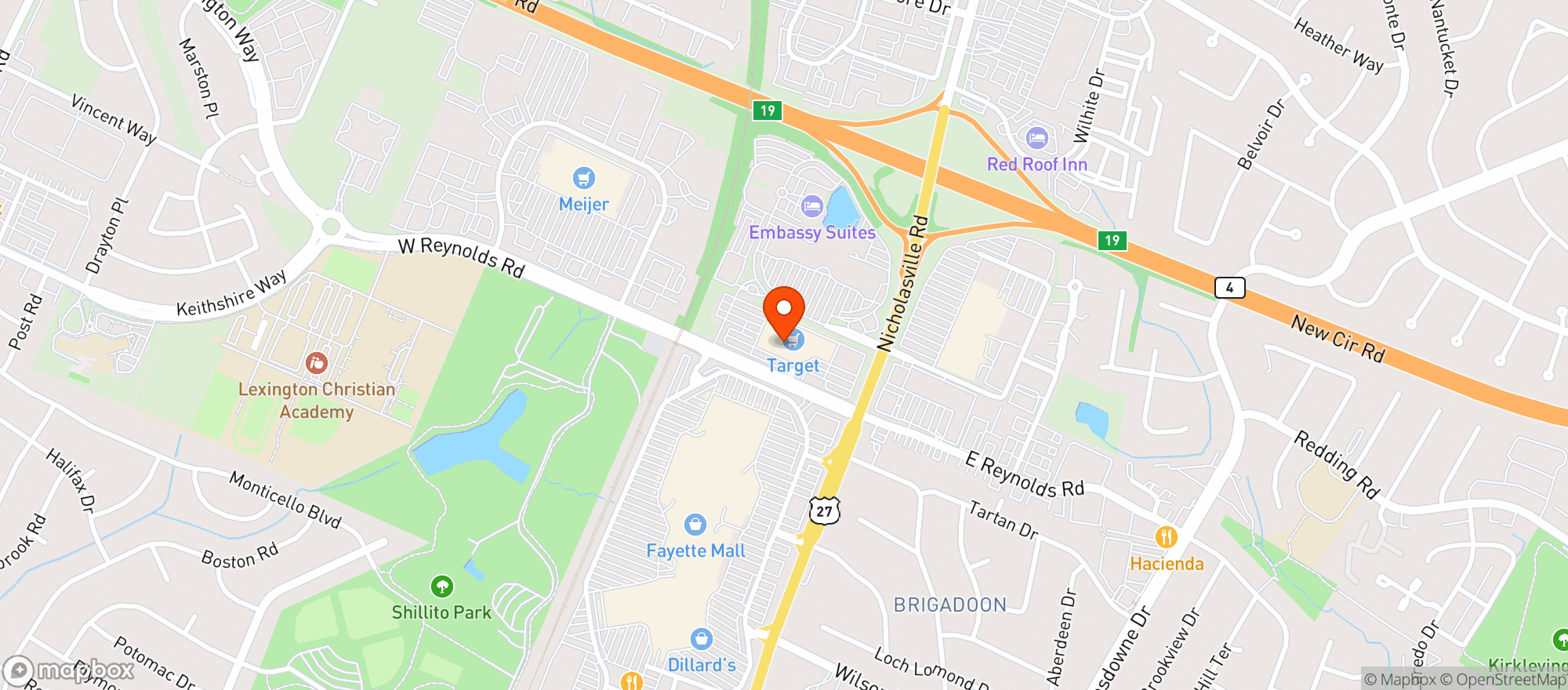 Map showing Target - Lexington