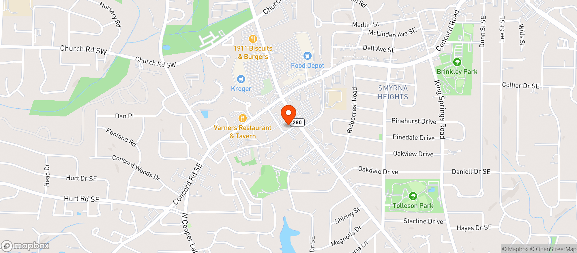 Map showing Smoke Zone - Smyrna