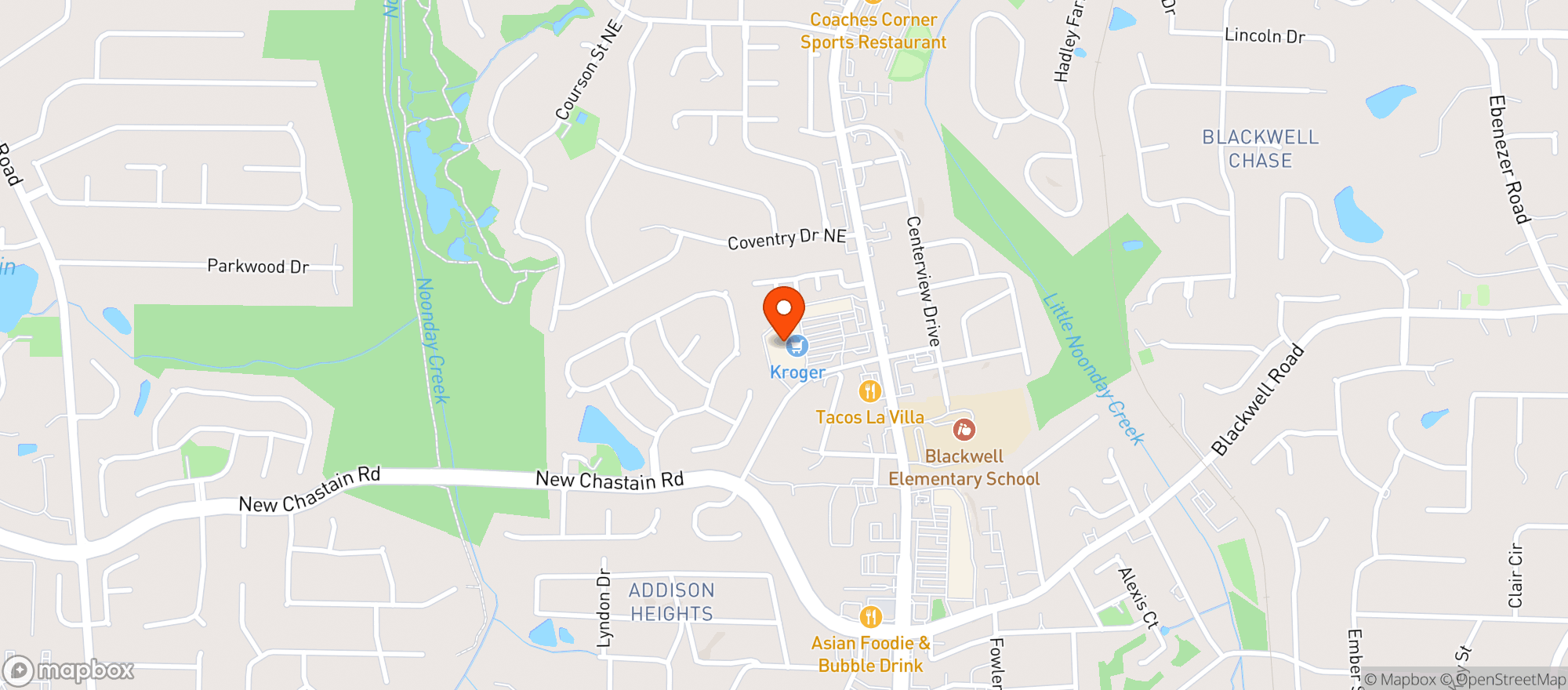 Map showing Kroger
