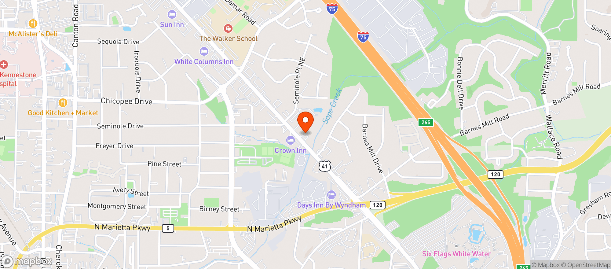 Map showing Shell Food Mart N Cobb Pk