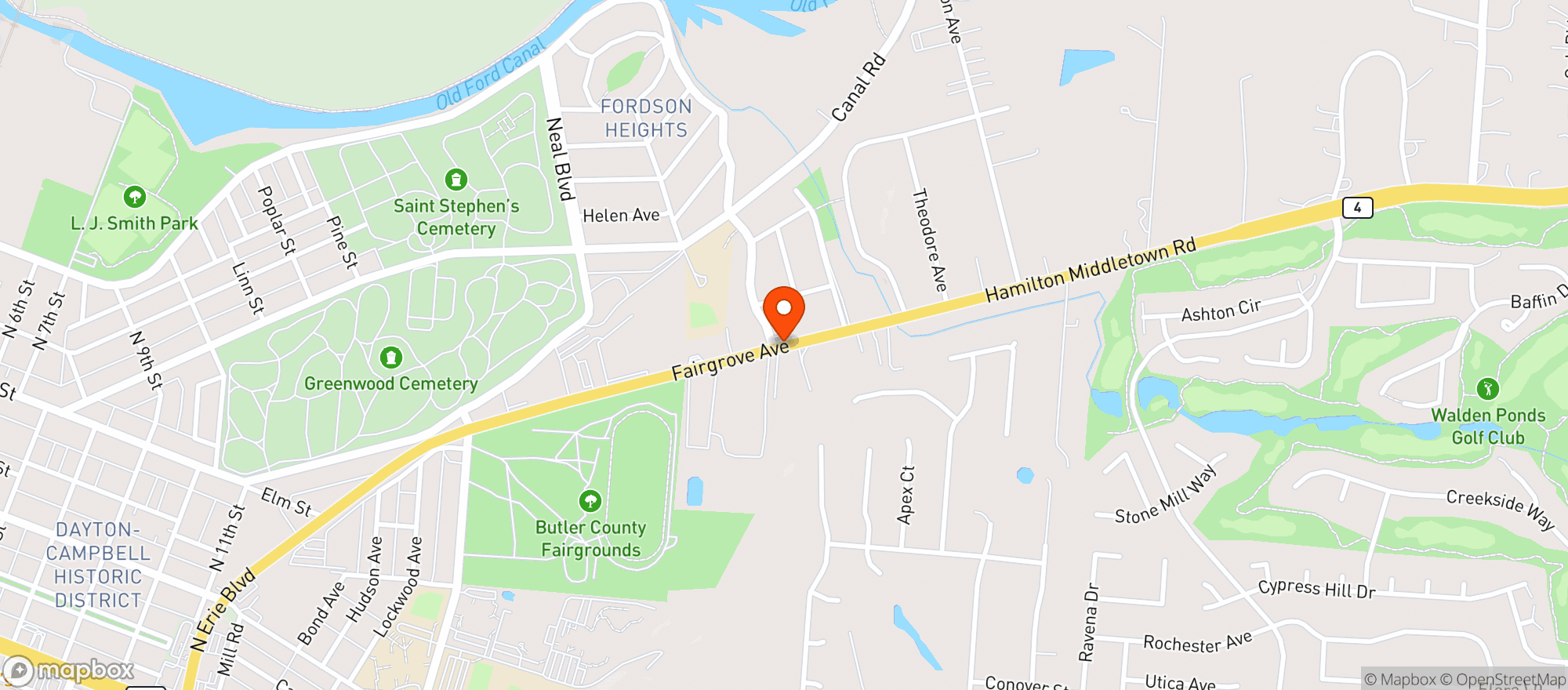 Map showing Hamilton Quick Stop