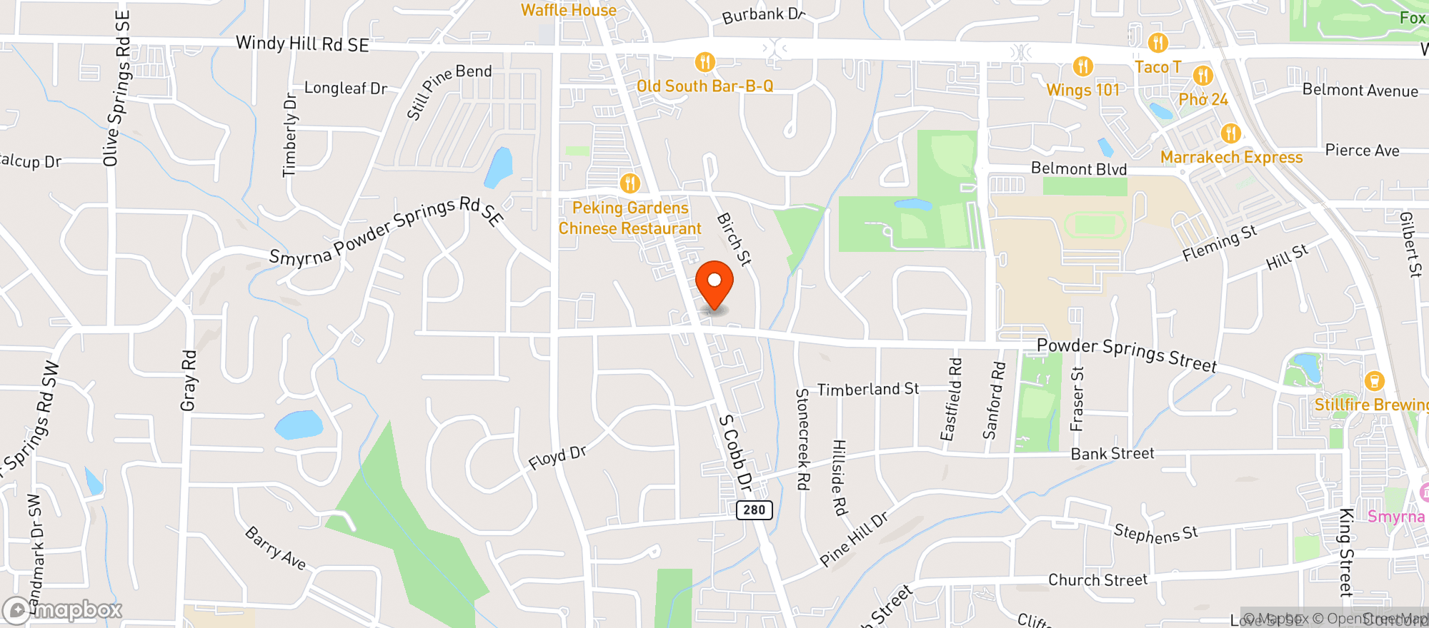 Map showing Cobb Food Mart