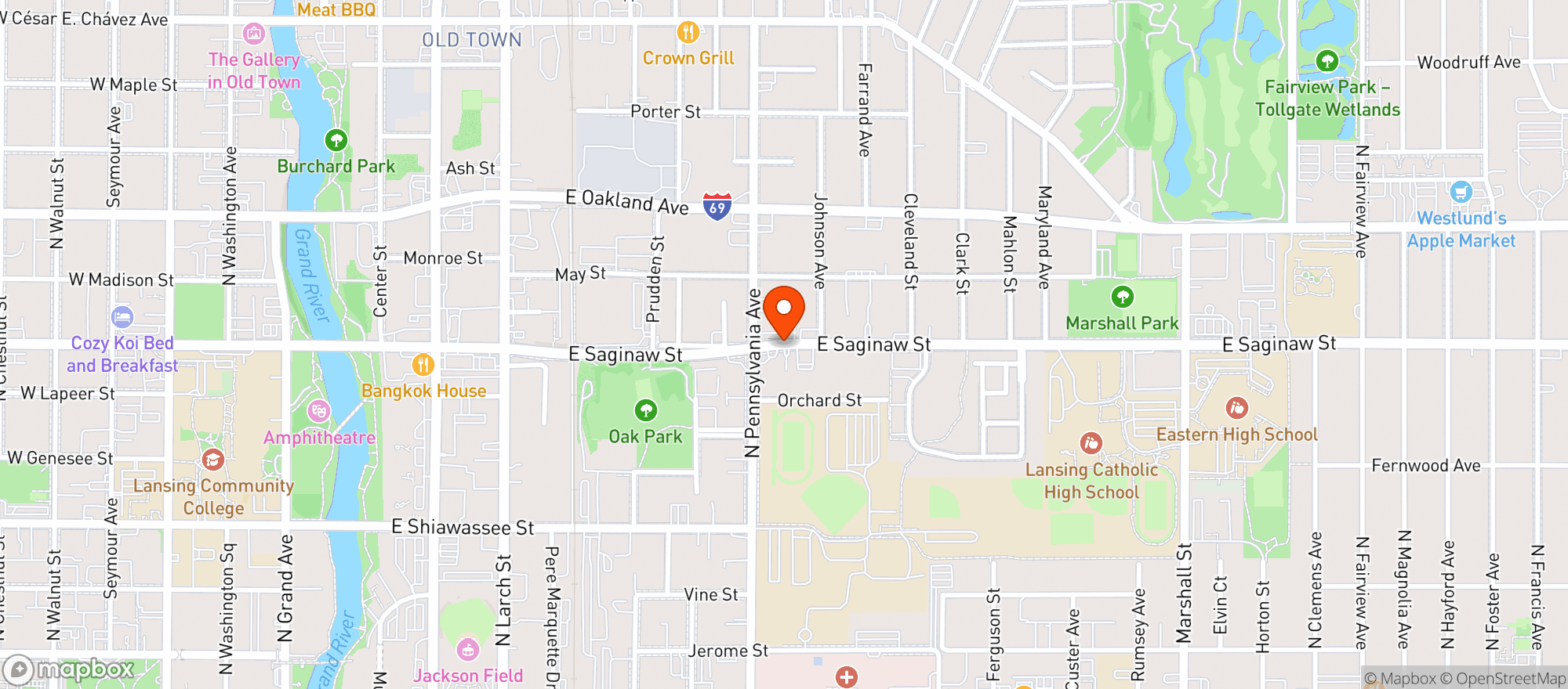 Map showing Skymint Lansing