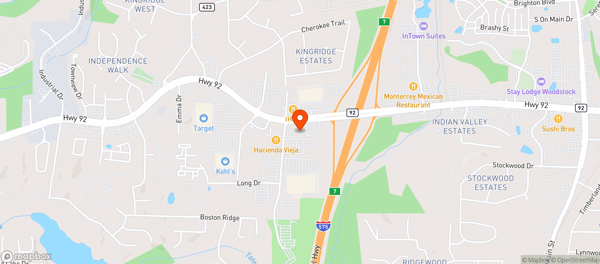 Map showing Taco Mac