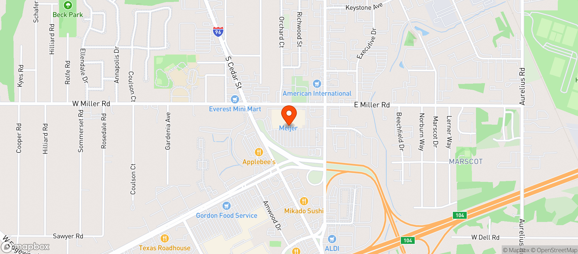 Map showing Meijer