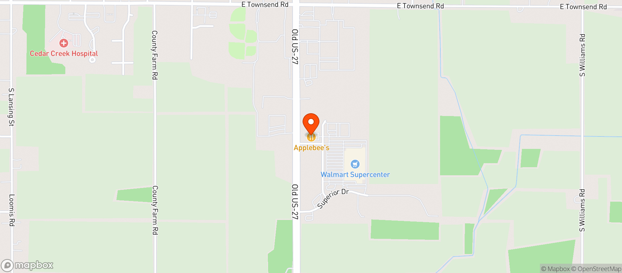 Map showing Applebees Neighborhood Grill & Bar