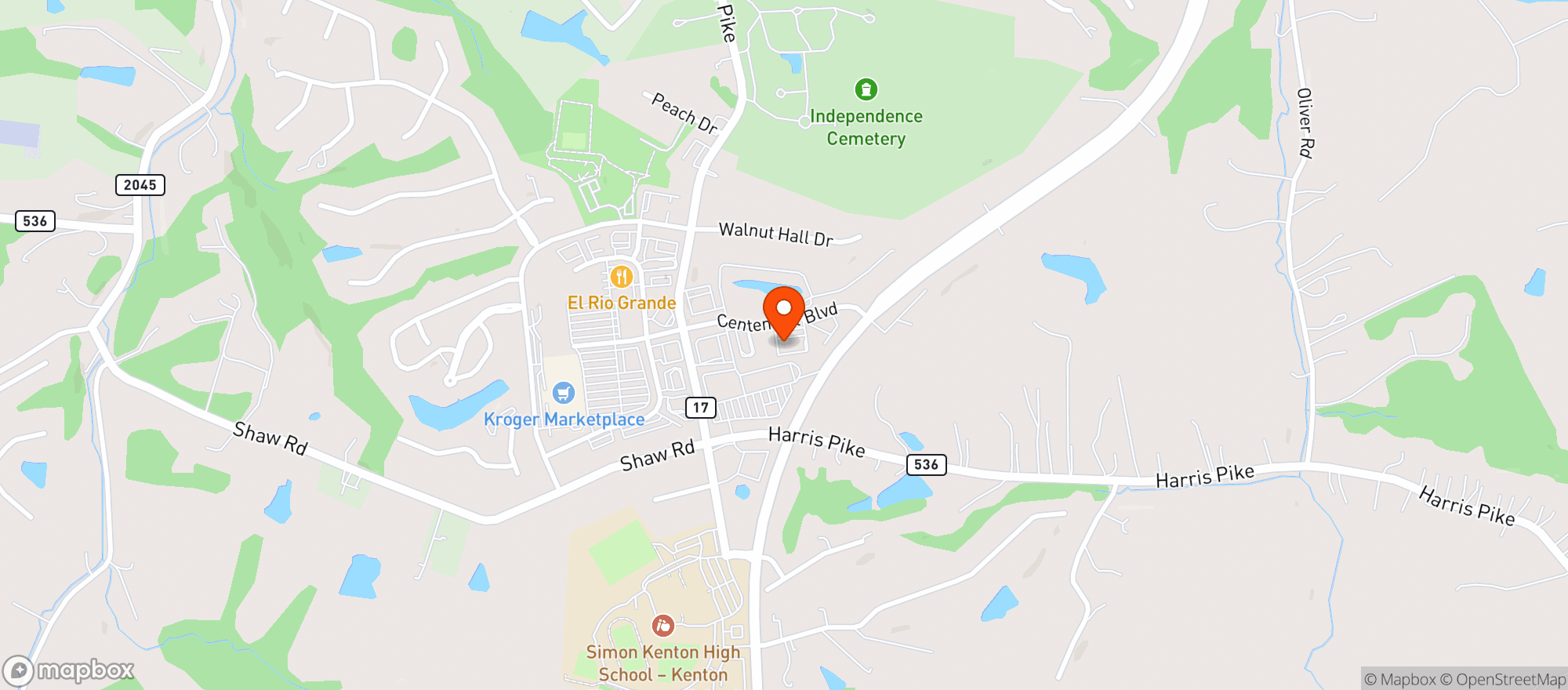Map showing Crewitts Creek Kitchen & Bar