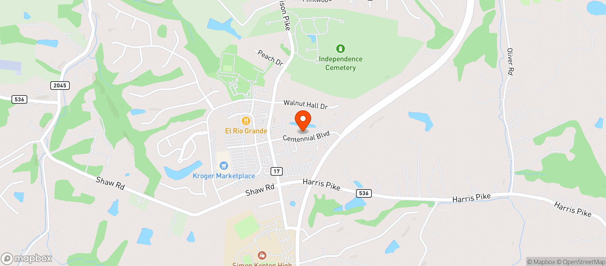 Map showing Buffalo Wild Wings Gril #235