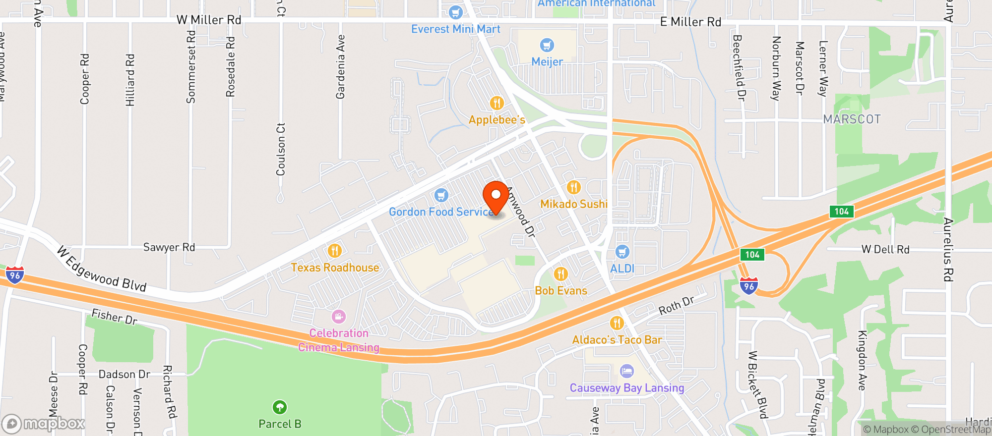 Map showing Target - Lansing South