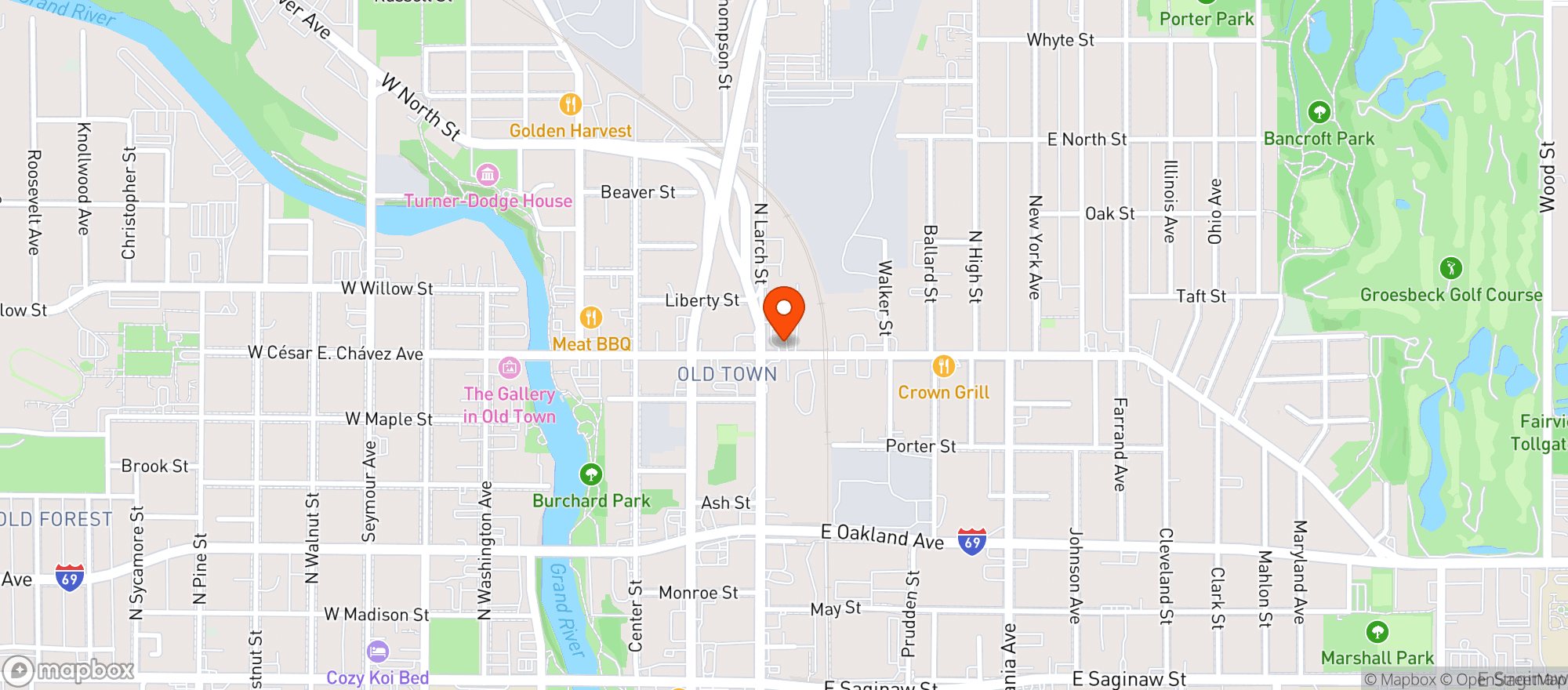 Map showing Zoobies Old Town Tavern