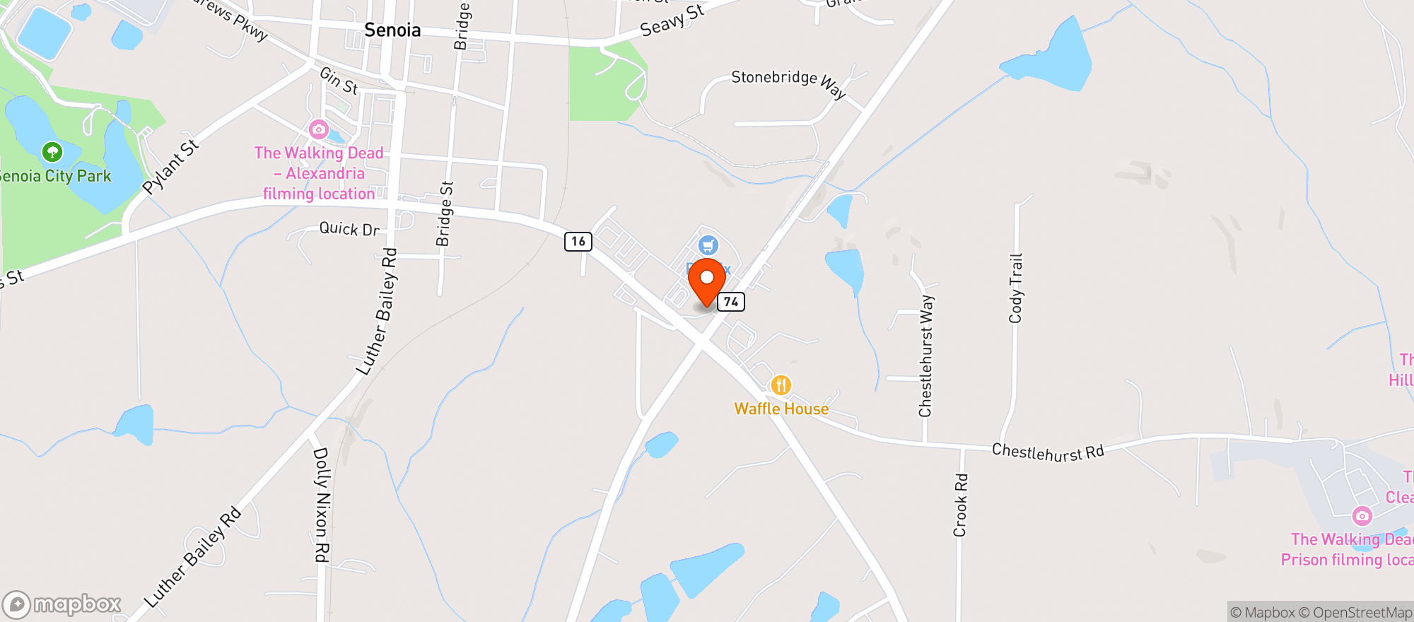 Map showing MARATHON FOOD MART-HWY 85