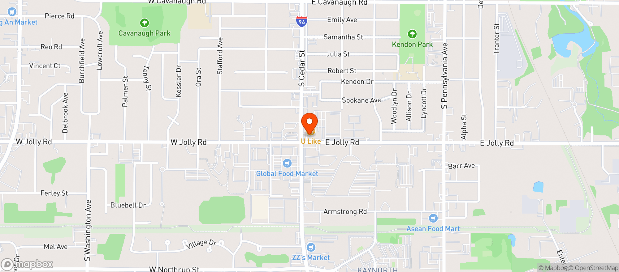 Map showing The Cake House - Lansing