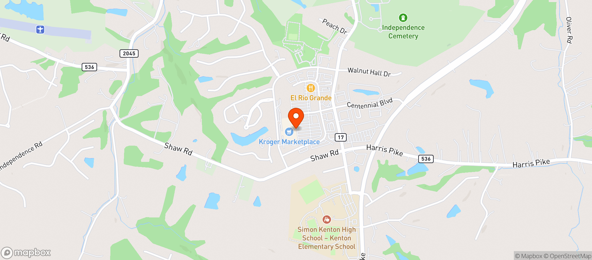 Map showing Kroger Marketplace
