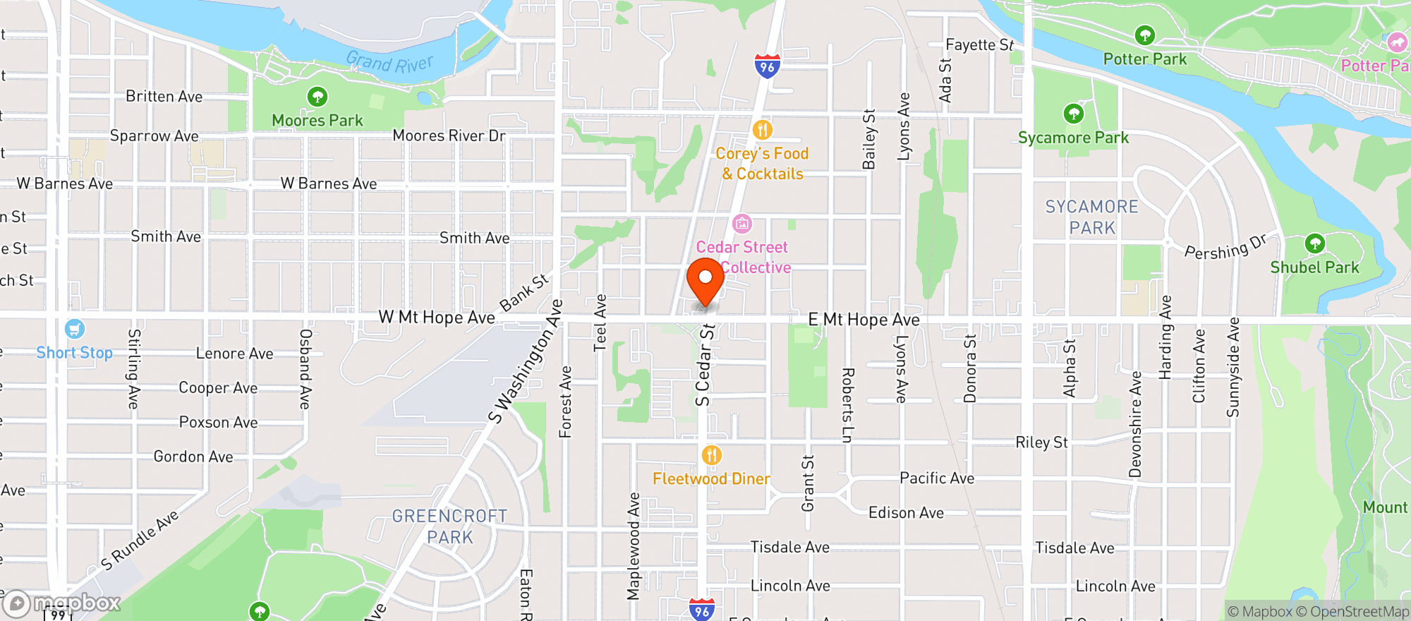 Map showing Cedar Super Store