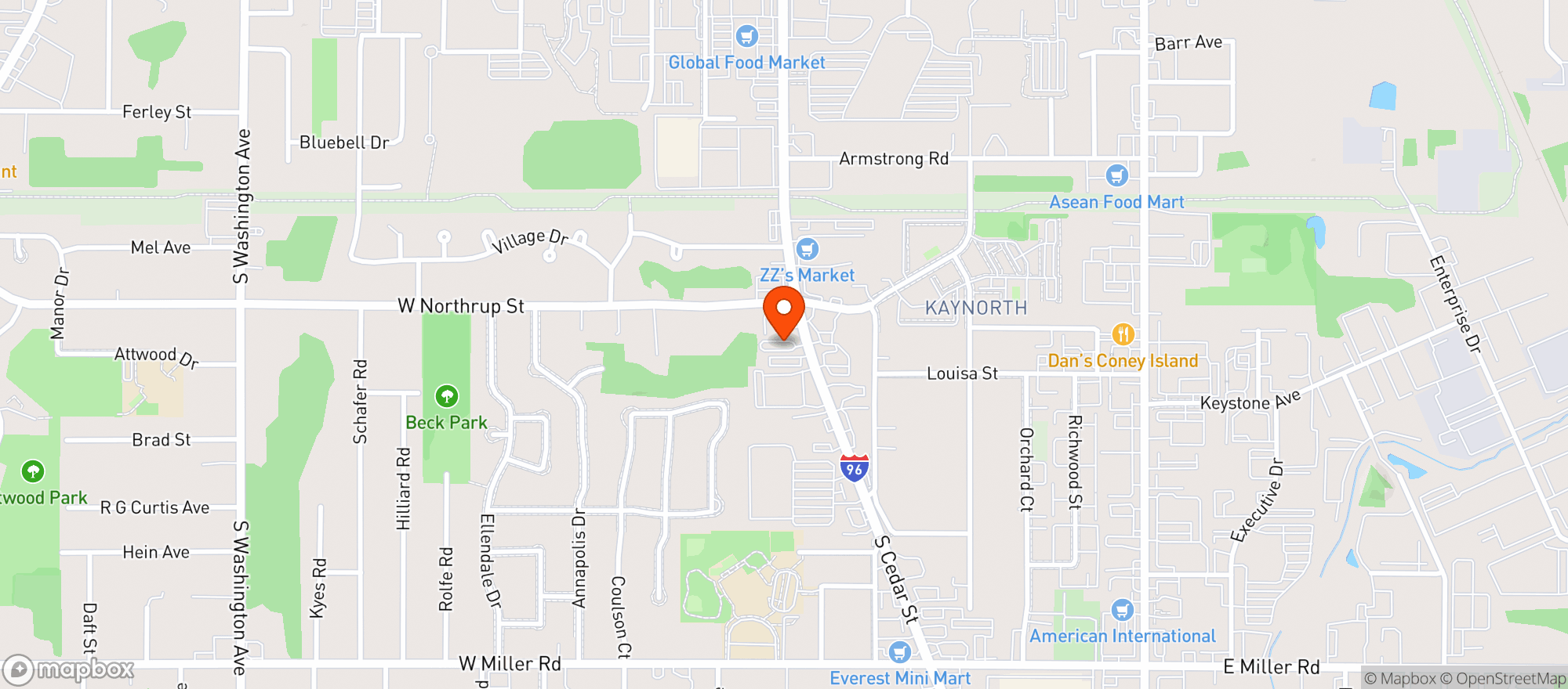 Map showing Mango Cannabis Lansing