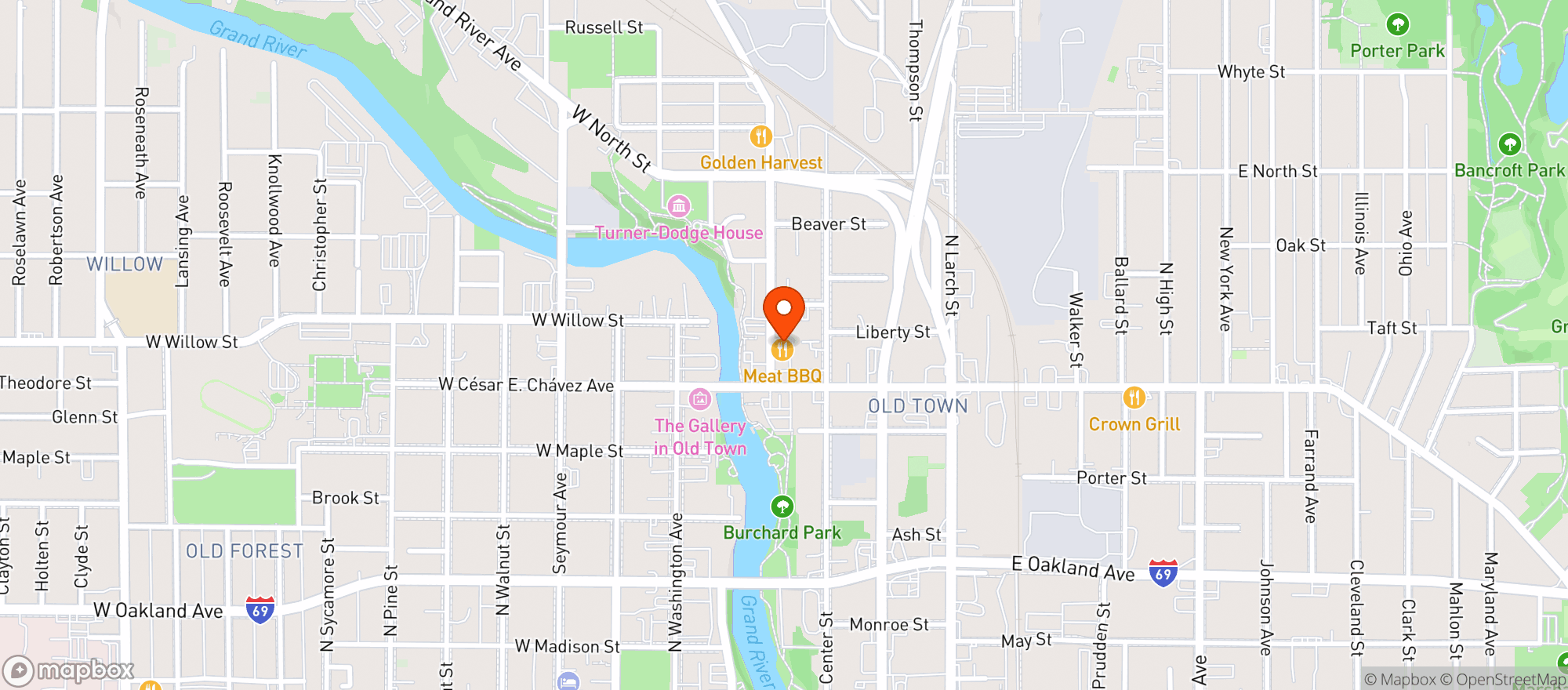 Map showing Meat Southern Bbq