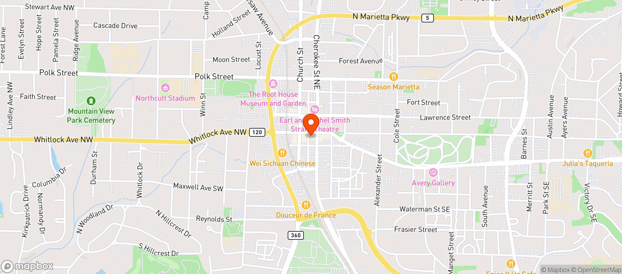 Map showing The Local Exchange