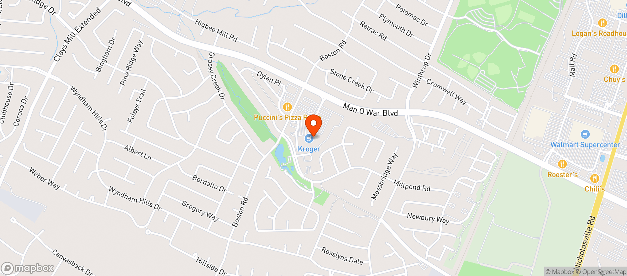 Map showing Kroger