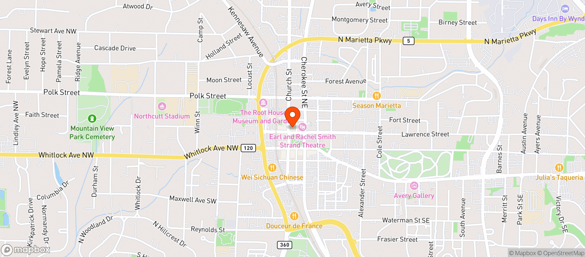 Map showing North Park Gallery