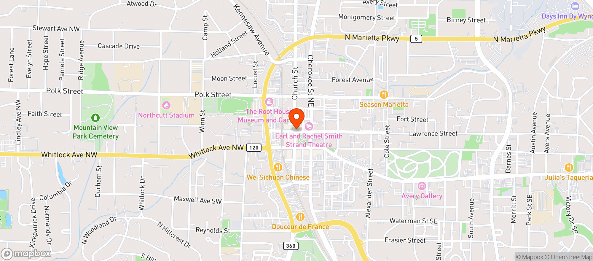 Map showing Macs Raw Bar & Market
