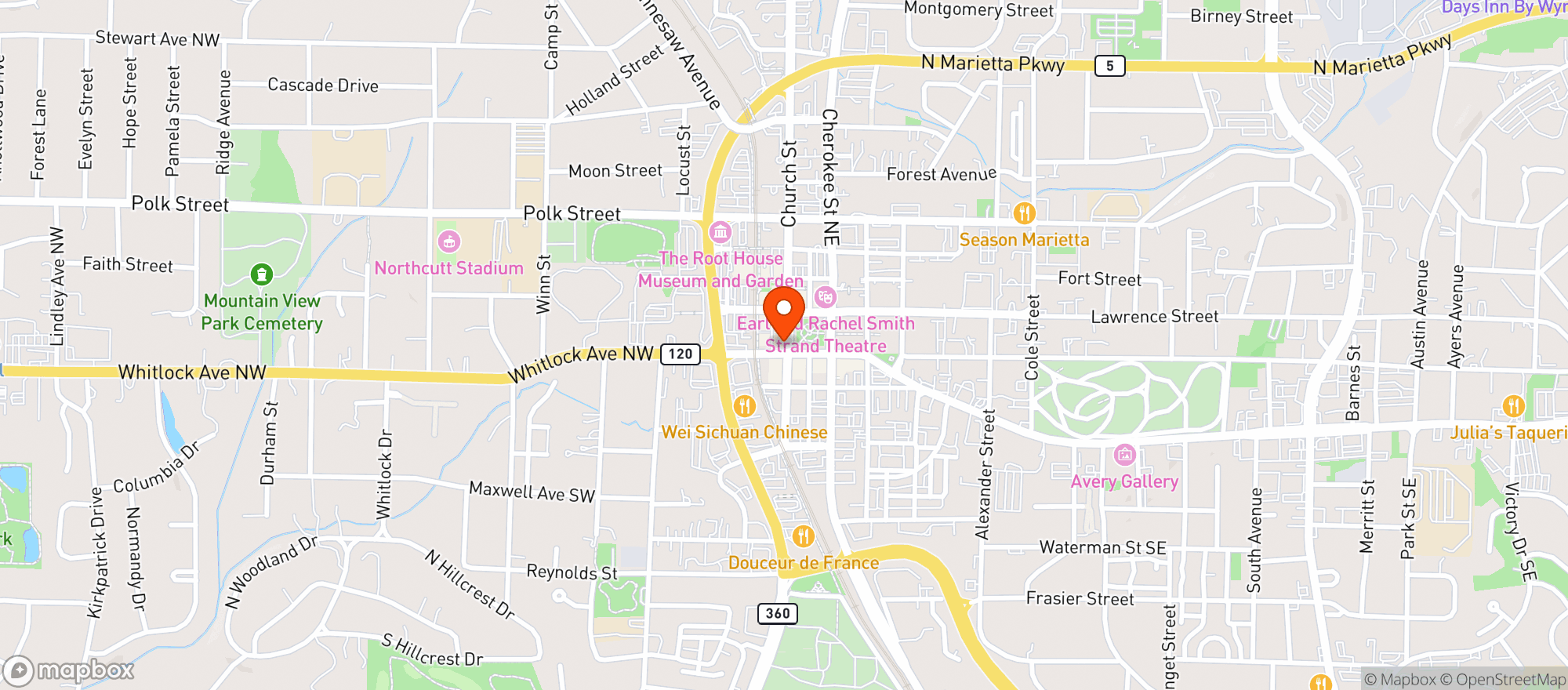 Map showing Marietta Proper