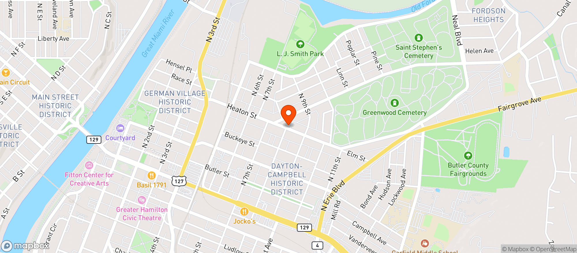 Map showing Minnicks Drive Thru #3