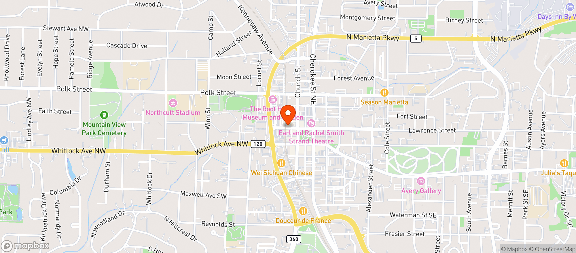 Map showing Thaicoon & Sushi Bar