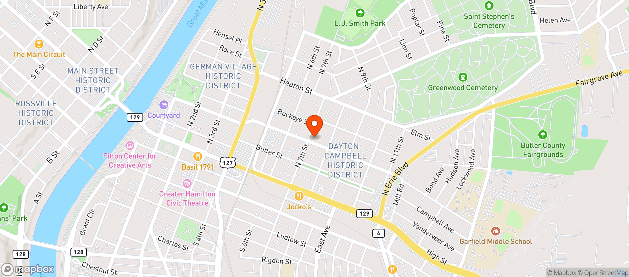 Map showing Dayton Lane Historic Area