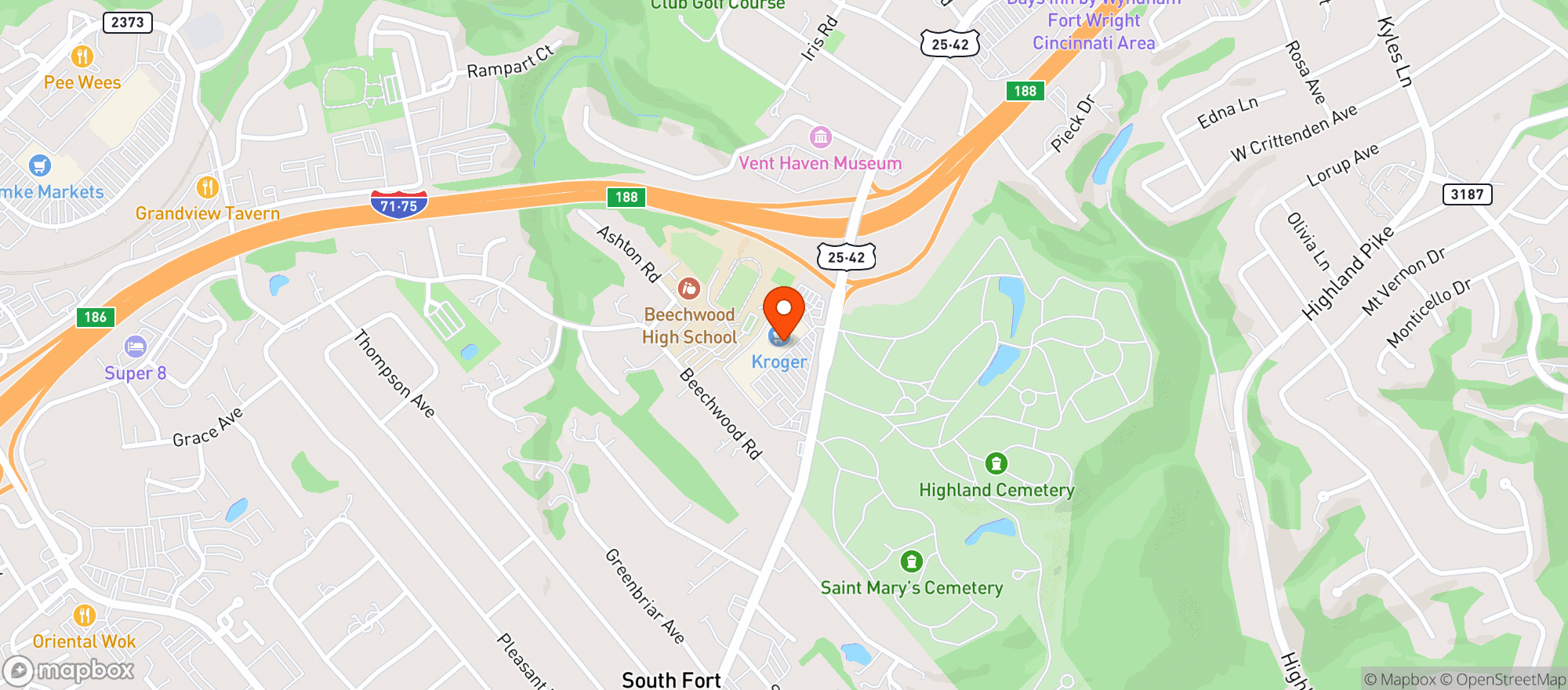 Map showing Kroger