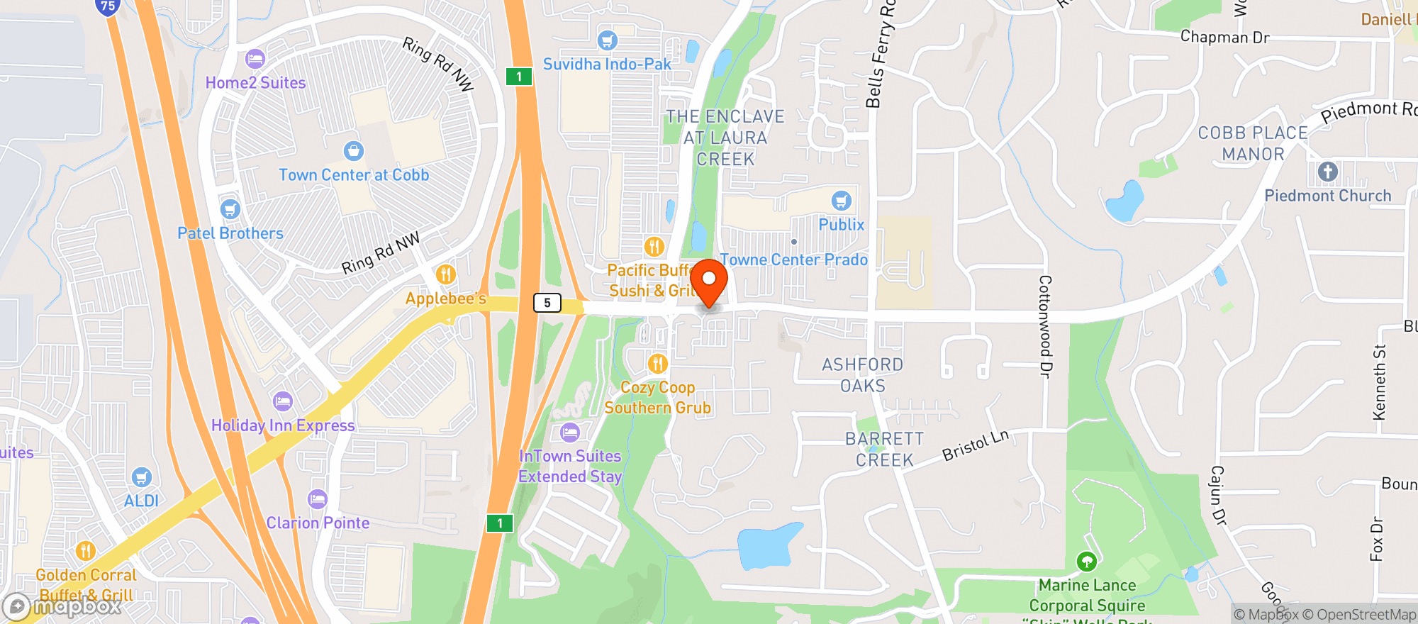Map showing Buffalo Wild Wings Gril #87