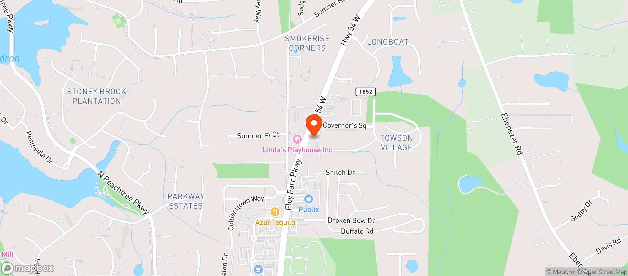 Map showing CHC Peachtree City GA