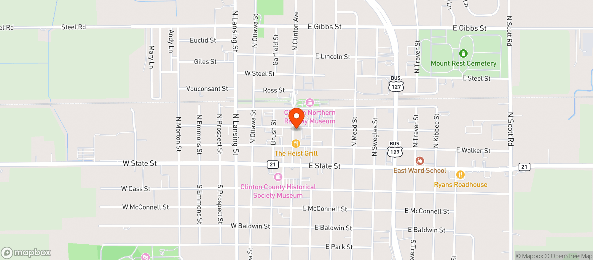 Map showing Brunos Bar