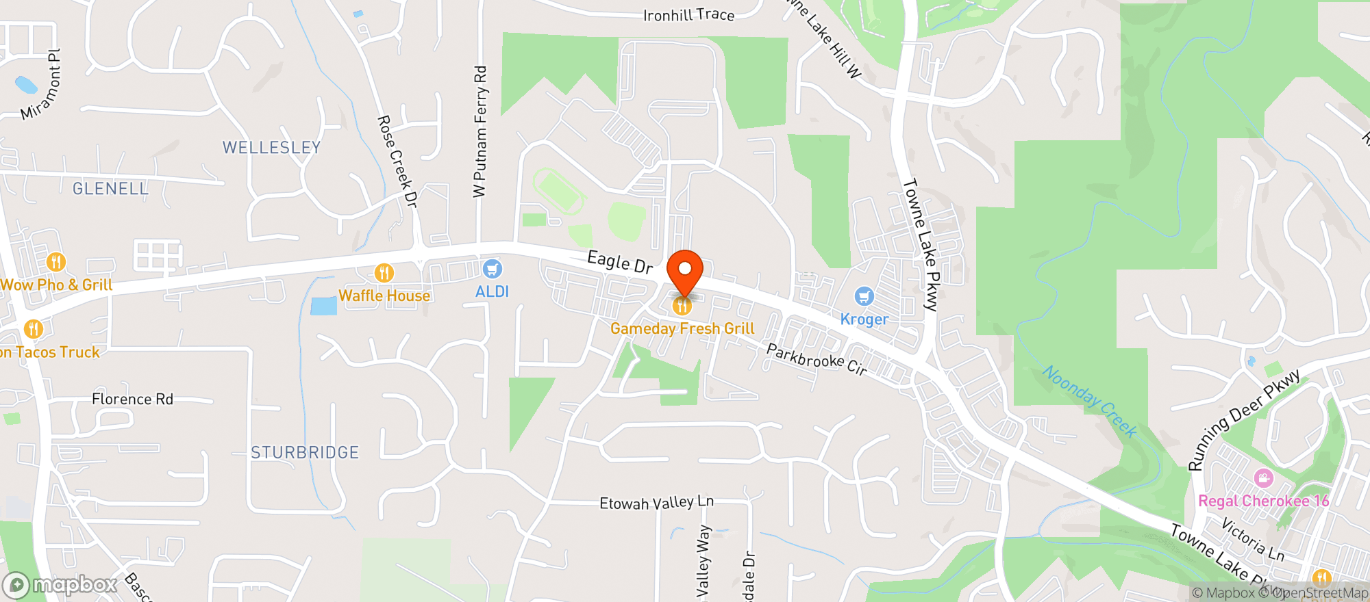Map showing Gameday Grill