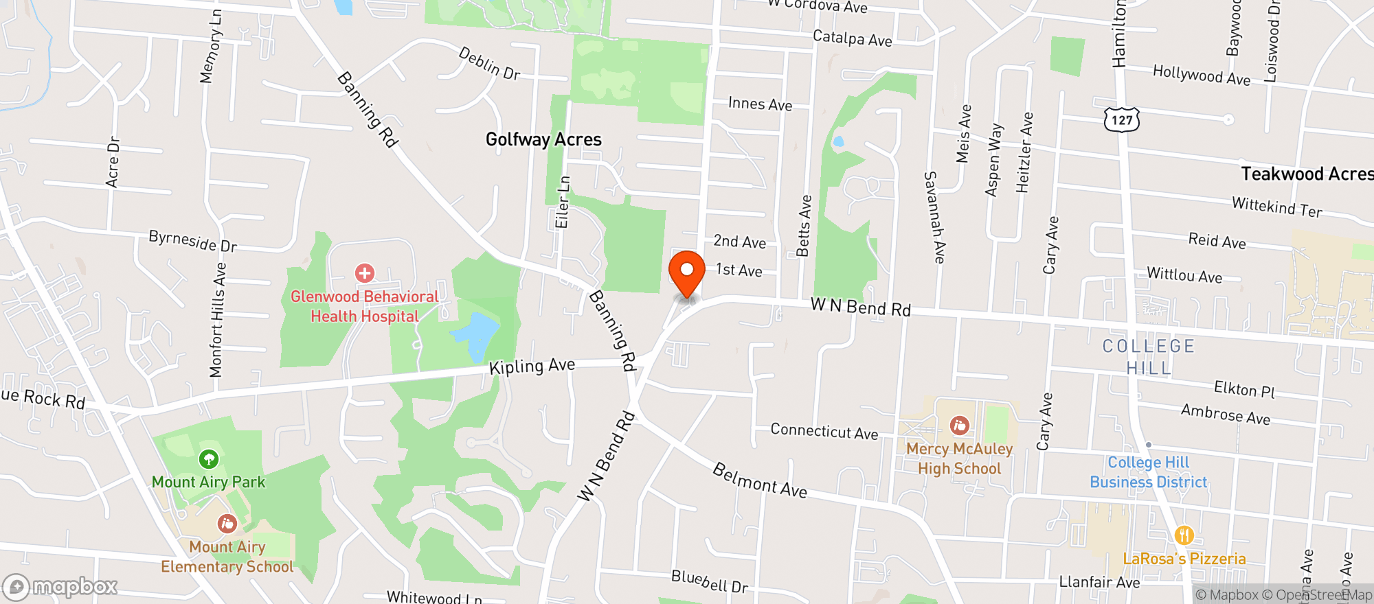 Map showing North Bend Super Mkt