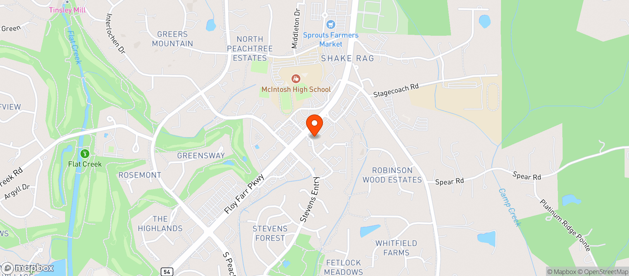 Map showing BRANDONS PKG STORE