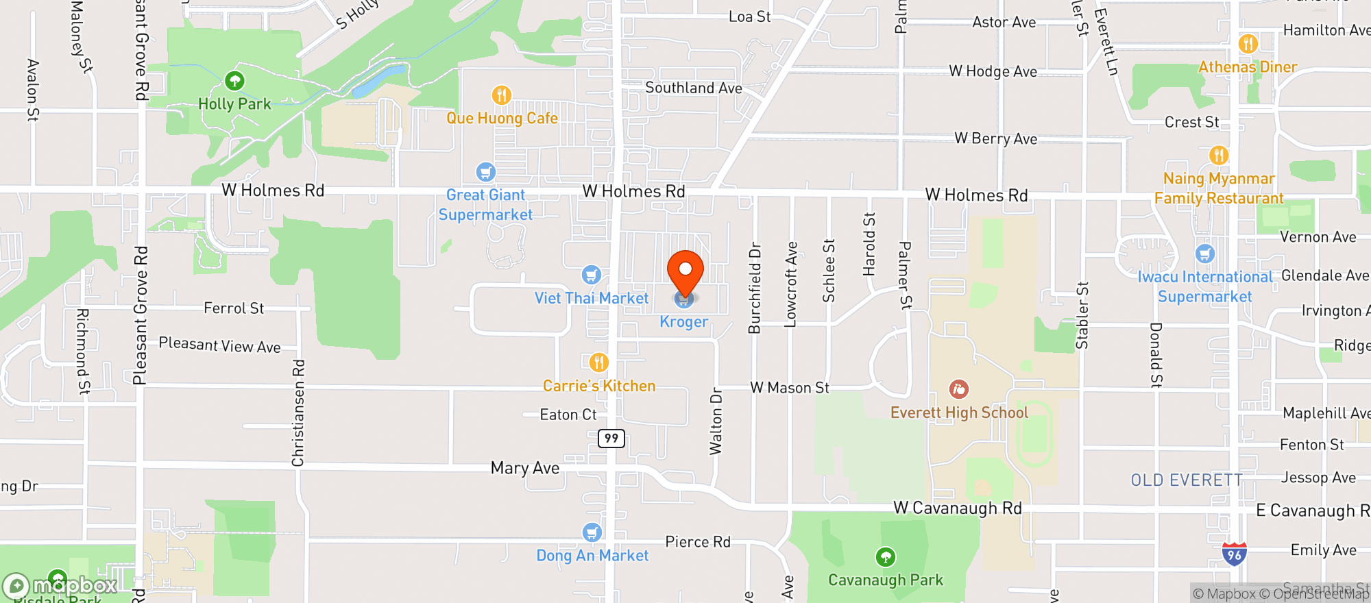 Map showing Kroger