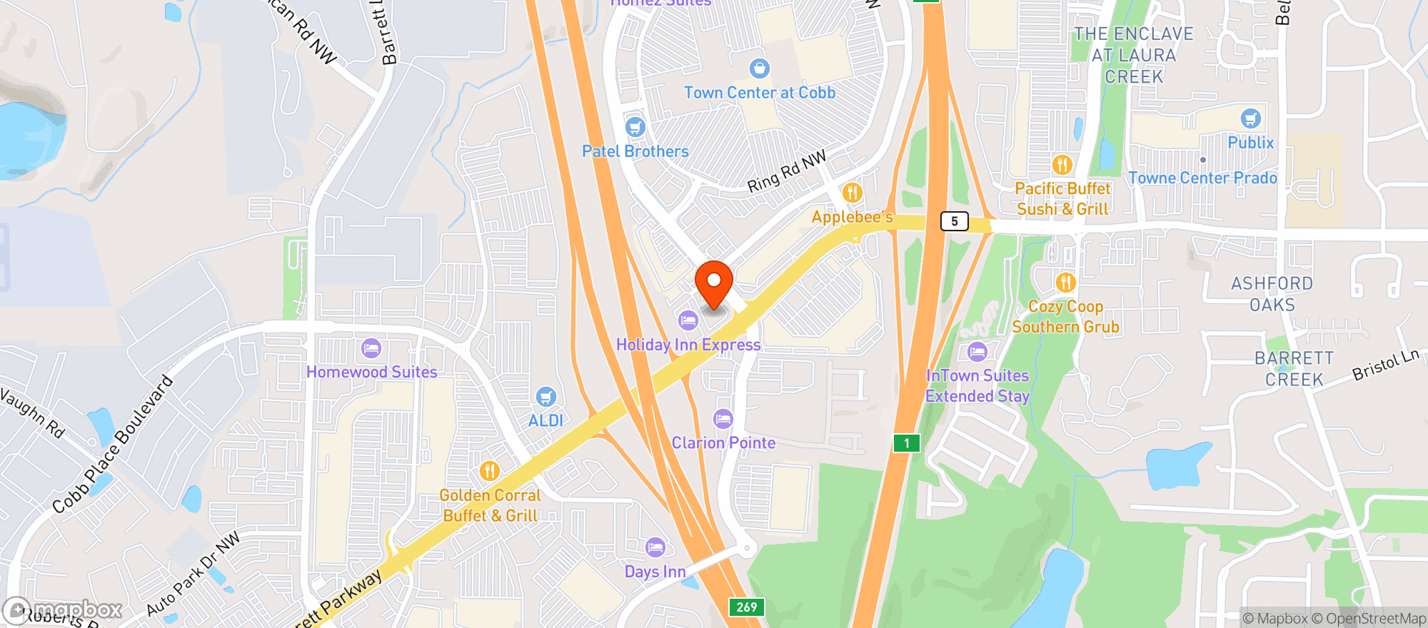 Map showing Twin Peaks Restaurant