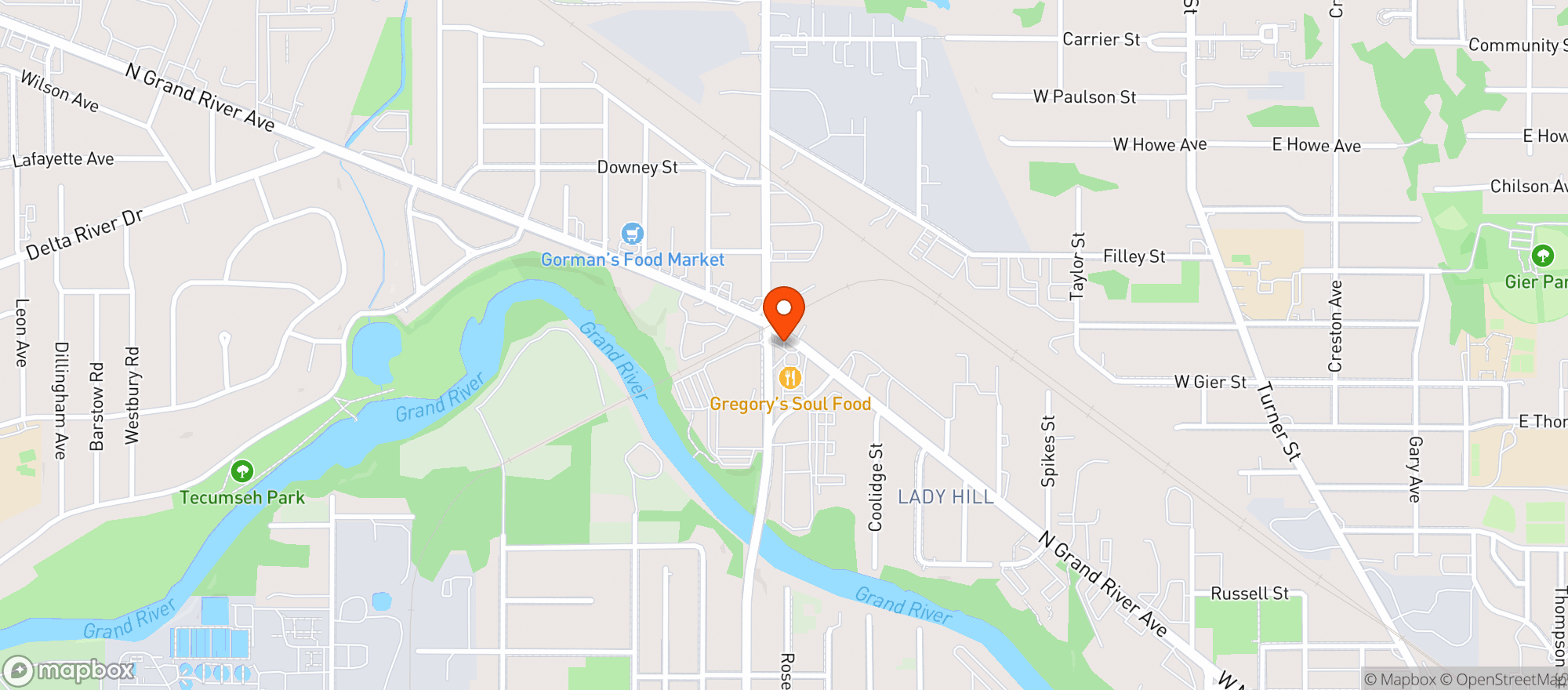 Map showing First Class Lansing