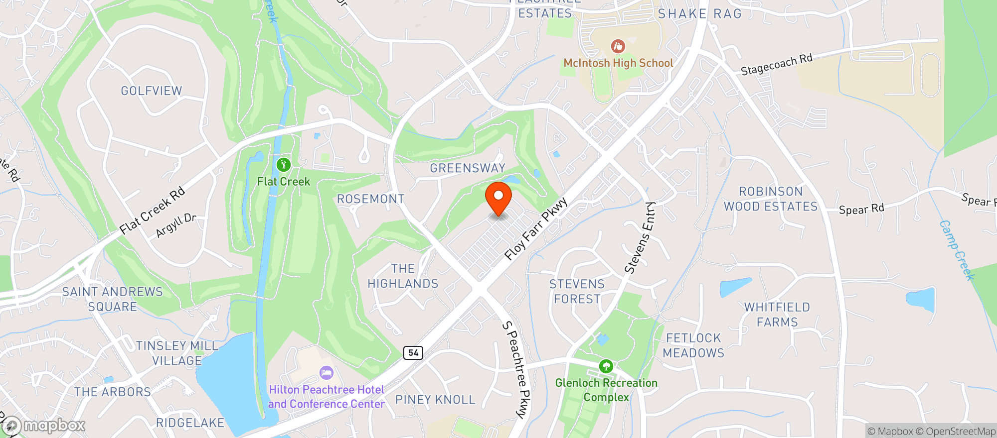 Map showing FRESH MARKET #128 - PEACHTREE CITY