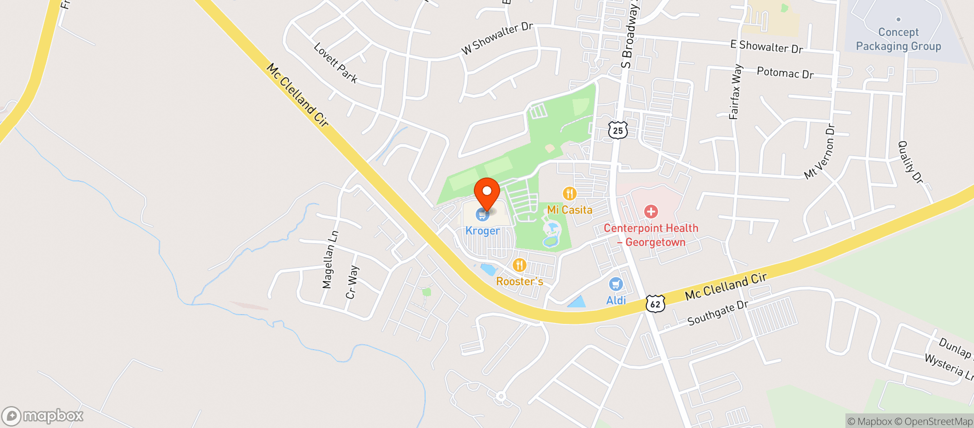 Map showing Kroger