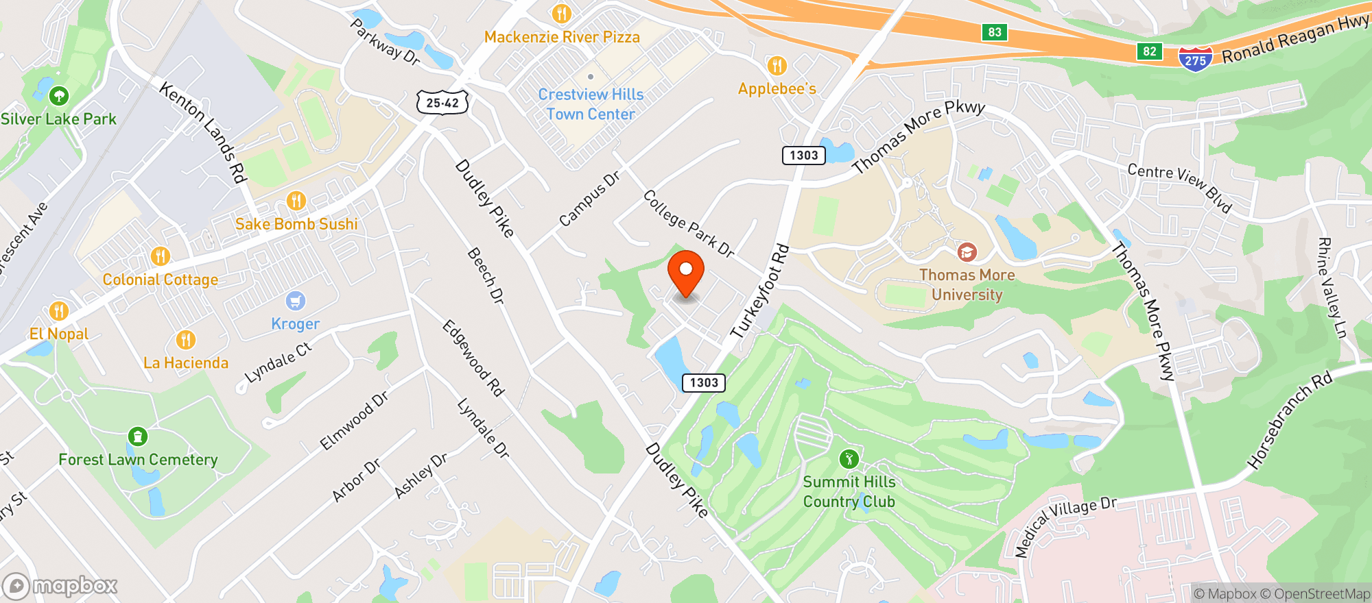 Map showing Edgewood Tavern