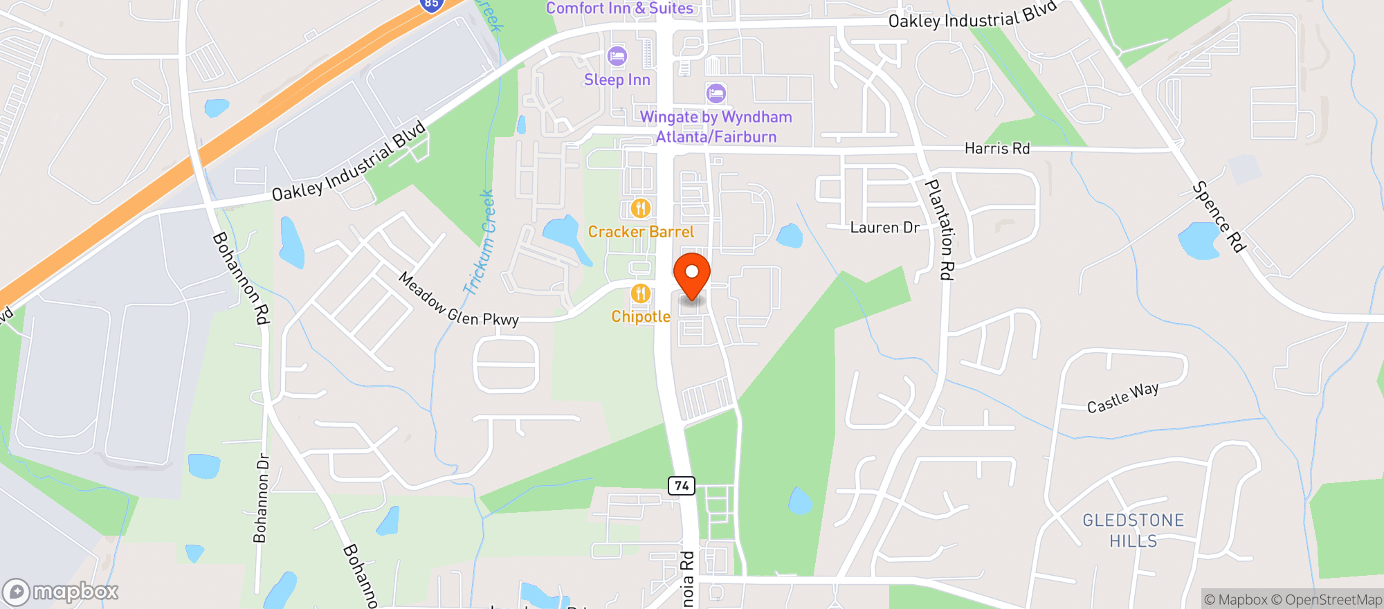 Map showing Natural Healing Of Fairburn, Llc