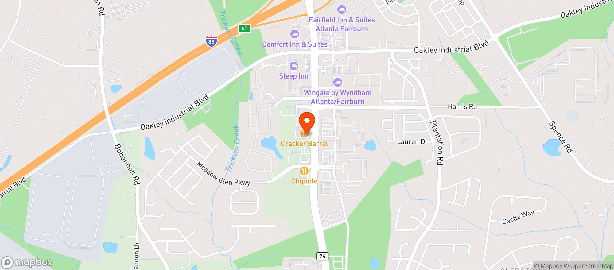 Map showing Cracker Barrel #700