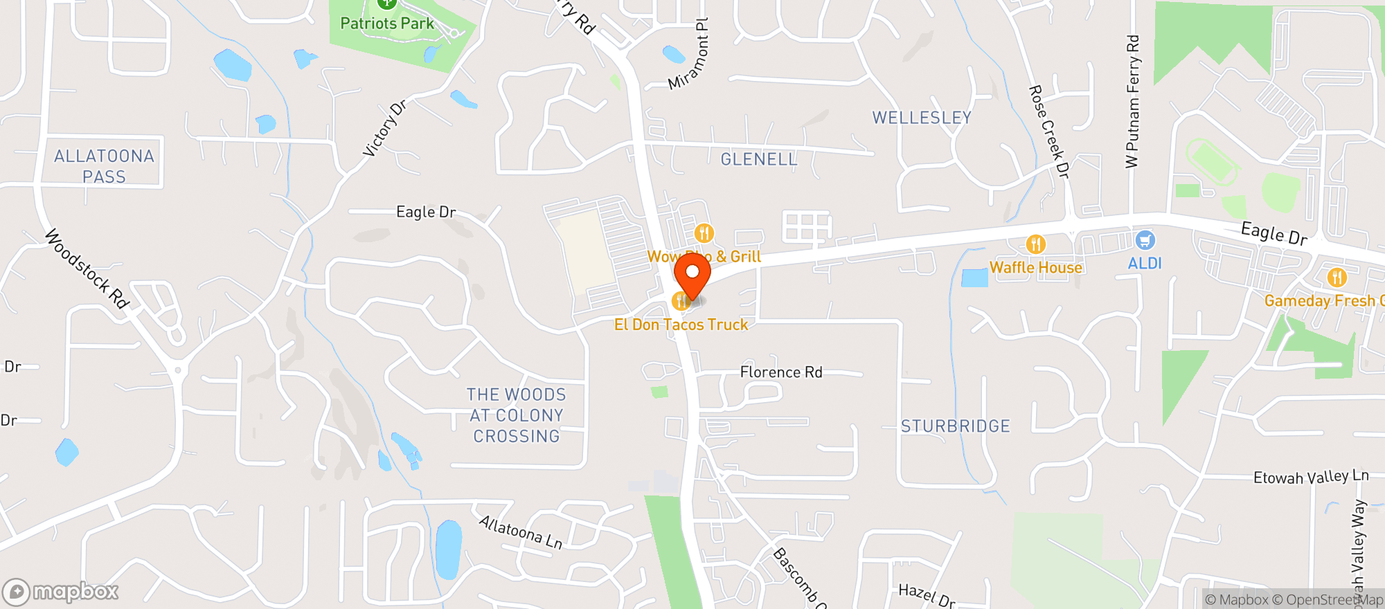 Map showing Bells Ferry Valero