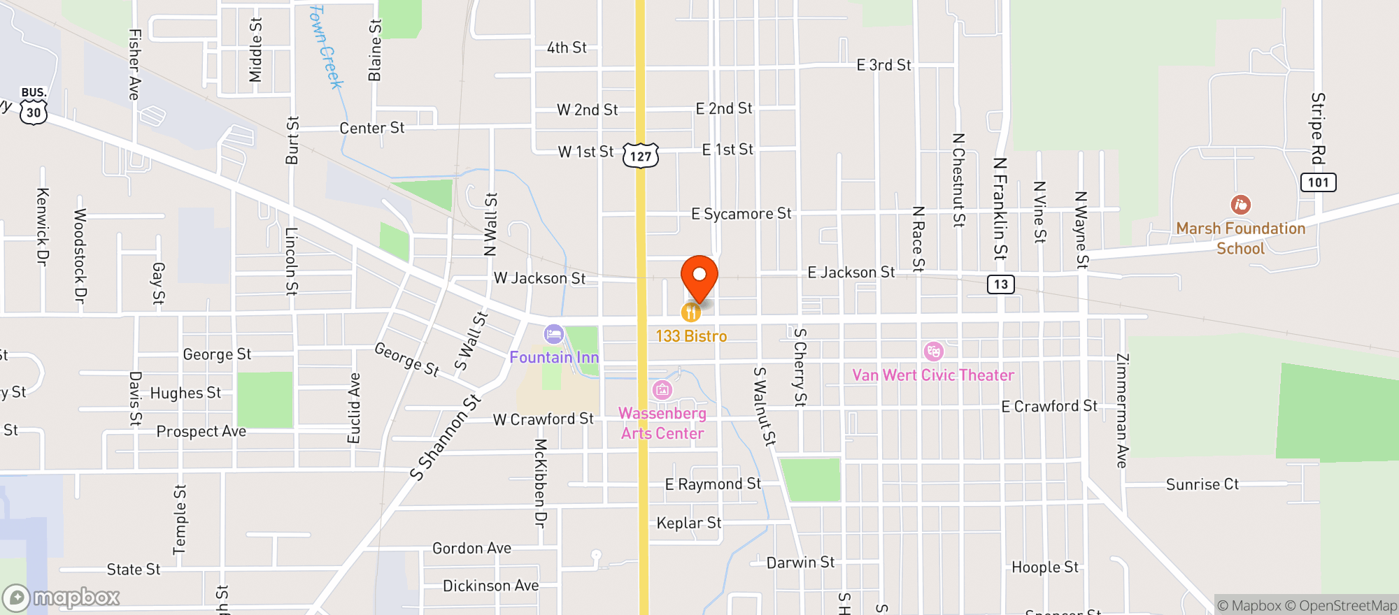 Map showing R Place Stone Grill
